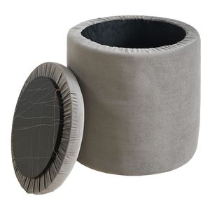 Pouf Multifunzionale in Velluto con Vano Portaoggetti, Poggiapiedi Rotondo, Tavolino da Caffè, Sgabello per Trucco - per Hotel - Product Image 1