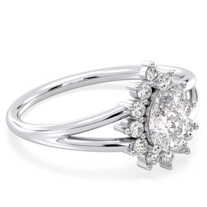 Bague de fiançailles REYES Exquisite en or massif 14 carats avec halo de moissanite certifiée GRA, alliance de luxe, bijoux fins, cadeaux pour femmes - Product Image 2