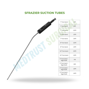 Tubes d'aspiration Frazier 7 pouces, 8 pouces, 10 pouces, 5 pouces – Instrument chirurgical neurochirurgical pour aspiration précise des fluides - Product Image 2