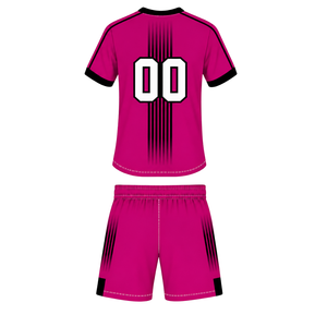 ชุดรักบี้สีชมพูร้อนและสีดำ เสื้อเจอร์ซีย์คอกลมแขนสั้นพร้อมกางเกงขาสั้นเข้าชุด ระบายอากาศได้ดี เหมาะสำหรับการฝึกซ้อมและการเล่นกีฬา - Product Image 2