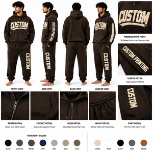Ensemble de survêtement tendance pour homme, de qualité supérieure, coupe oversize, épaules tombantes, sweat à capuche zippé et pantalon de jogging, deux pièces, impression de logo personnalisée - Product Image 4