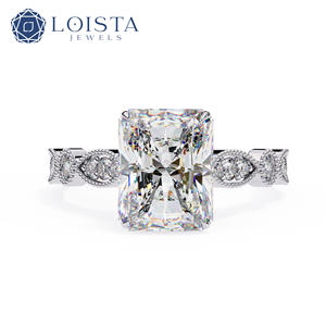 IGI Certified Lab Grown Diamond Side Stone Engagement <b>Ring</b> <b>Custom</b> Lab Created Made Diamond Radiant Solitaire <b>Ring</b> - Product Image 2