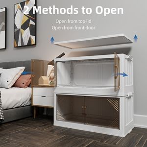 Confezione da 2 armadi di stoccaggio in plastica trasparente da 301qt 35.4 ''organizer per armadio contenitori pieghevoli per contenitori di stoccaggio anteriori aperti - Product Image 4