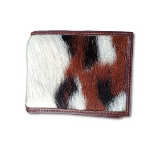 Portefeuille en cuir de vachette fait main durable pour homme, portefeuille en cuir à poils, design fin, portefeuille à deux volets, cuir de qualité supérieure - Product Image 1