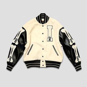 Sweat-shirt de sport unisexe à manches longues conçu en usine sur mesure Varsity Jacket Style Casual Leather Canvas Wholesale Letter - Product Image 6