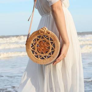 Rattan <b>Bag</b> with Mother of pearl Handmade <b>Wicker</b> Shoulder Handbag for Premium Summer Style Vietnam Origin - Product Image 5