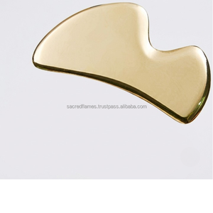 Outil facial Gua Sha de luxe en laiton massif, poli miroir, en métal doré, pour sculpter le visage et le corps, plaque de raclage pour la mâchoire, vente en gros - Product Image 3