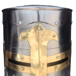 Medieval Templar Helmet Mild Steel Brass Cross Handmade Polished Finish Historical Reenactment Fashion Halloween Anniversary - Product Image 5
