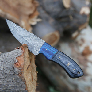 Cuchillo Desollador de Acero de Damasco de Grado Industrial de Alta Calidad con Mango de Madera y Funda de Cuero - Product Image 3