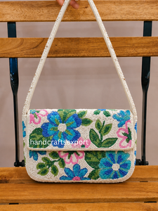 Beaded Embroidery Bohemian Flap Purse <b>Heart</b> Pattern for Women Single Strap Shoulder Bag Handcrafted Eco-Friendly Red for - Product Image 4