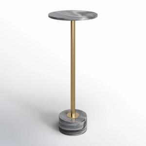 Mesa de Centro de Lujo con Detalles de Mármol y Base de Latón, Tapa Redonda Compacta y Base Estable para Espacios Contemporáneos y Bares - Product Image 1