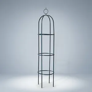 Black Metal Garden Rose Trellis Tower with Circular Support Rings Climbing Plant Frame for Vines Flowers Outdoor Garden Decor - Product Image 4