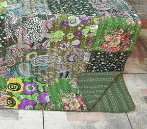Cubrecama Kantha de Algodón con Parches, Manta Reversible Multicolor, Colcha Gudri, Cubrecama, Edredones - Product Image 4