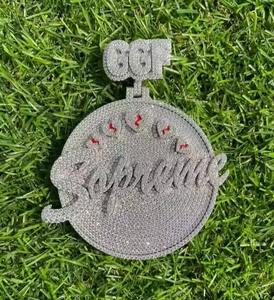 5pcs Round Real Moissanite Customized Letter 14K White Gold Plated <b>Pendant</b> <b>for</b> <b>Men</b> <b>for</b> Parties - Product Image 4