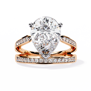 Anillo de Compromiso de Moissanita con Corte de Pera, Chapado en Oro Blanco, Anillo de Boda Ovalado para Mujer - Product Image 2
