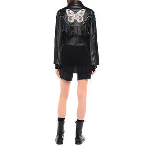 Women's <b>Genuine</b> Lambskin Leather Biker Motorcycle Jacket with <b>Nylon</b> Lining Waterproof & Eco-Friendly Vintage Style - Product Image 4