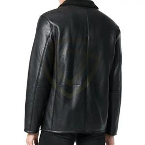 Chaqueta de Cuero para Hombre, Piel de Oveja Genuina, Cierre de Botones, Color Negro Premium, Chaqueta de Cuero Moderna para Hombre 2026 - Product Image 3