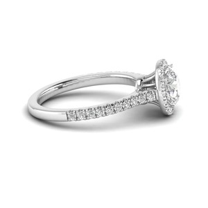 Wholesale Lab Grown Diamond Halo Ring <b>Round</b> Cut EF Color VS Clarity CVD Pave Band Custom Size OEM EF VS CVD 18K White Gold Micro - Product Image 3