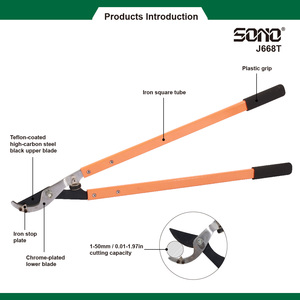 Ciseaux de jardinage industriels SONO J668T à lame coupante en acier au carbone, manches en aluminium/PVC avec revêtement antiadhésif, durables et tranchants - Product Image 2
