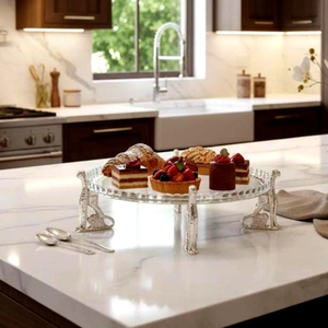 Support à gâteau moderne écologique à un étage en métal finition argentée, compatible lave-vaisselle, idéal pour anniversaires et événements – Meilleures ventes - Product Image 2