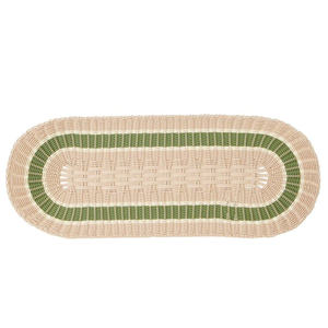 Oval Handwoven Rattan Placemat Natural Green <b>Table</b> <b>Runner</b> Style Woven Mat Eco Friendly <b>Dining</b> <b>Table</b> Decor Handmade Kitchen - Product Image 1