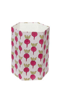 Corbeille à déchets hexagonale décorative en tissu de coton imprimé à la main, motif végétal, pour la maison et le bureau. - Product Image 3