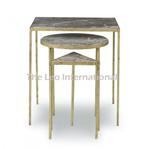 Set of 2 Coffee <b>Table</b> Living Room Home Hotel Hot Selling Furniture Accessories Golden and White Color <b>Nesting</b> <b>Tables</b> - Product Image 6