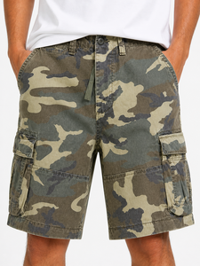 Shorts cargo camouflage pour hommes, taille mi-haute, fermeture boutonnée, en toile, style décontracté, avec plusieurs poches, respirant - Product Image 4