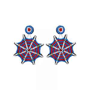 Pendientes Artesanales de Telaraña con Cuentas para Mujer, Temática de Superhéroes, con Cuentas de Semillas, Colgantes, Joyería de Moda para Fiesta de Halloween - Product Image 1
