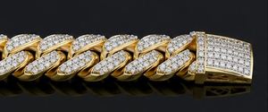 Gold Plated Cuban Link <b>Chain</b> Necklace <b>Iced</b> <b>Out</b> Zircon Ball Round Brilliant Cut Unisex Hip Hop Jewelry for Party - Product Image 3