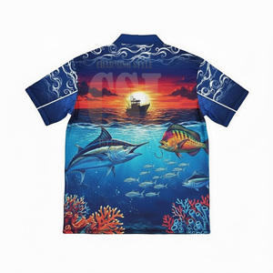 เสื้อโปโลตกปลาแบบยูนิเซ็กซ์สั่งทำพิเศษ ผ้าโพลีเอสเตอร์ 100% พิมพ์ลายแบบซับลิเมชั่นเต็มตัว เสื้อยืดโปโลตกปลาแบบแห้งเร็วสำหรับเล่นกีฬา สั่งพิมพ์ลายได้ - Product Image 2