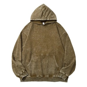 เสื้อฮู้ดดี้โอเวอร์ไซส์ผู้ชาย ผ้าฝ้าย 100% เฟรนช์เทอร์รี่ ซักแล้ว สีพื้น ลำลอง มีกระเป๋าโลโก้ด้านหน้า ดีไซน์สไตล์ฤดูใบไม้ร่วง - Product Image 4