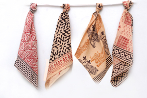 Handcrafted Cotton Printed <b>Bandanas</b> Set | Soft Multi Pattern Head Scarves | Boho Hair Wrap Neck Scarf for Women, Men. - Product Image 5