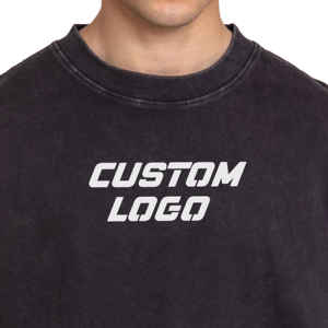 Custom Logo 100% Cotton Oversized <b>Tshirt</b> Men Short Sleeve Drop Shoulder Black <b>Tshirt</b> Personalized Plus Size Men <b>Tshirt</b> Available - Product Image 2