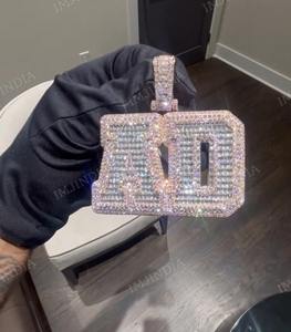 Colgante Personalizado de Dos Letras con Incrustaciones de Moissanita VVS1 D Auténtica, Plata de Ley 925, Joyería de Lujo para Fiestas Hip Hop - Product Image 3