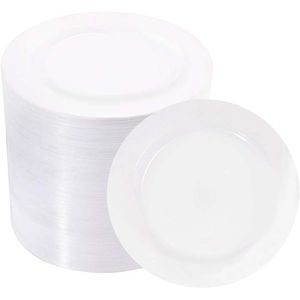 Juego de Platos Desechables de Plástico Resistente de Primera Calidad, 100 Piezas, 6.25 Pulgadas, Platos Blancos para Aperitivos, Pasteles Pequeños, Ensaladas y Postres - Product Image 1