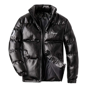 Blouson matelassé en toile noir uni à capuche et fermeture éclair intégrale, coupe ajustée pour homme, service OEM, décontracté, séchage rapide, imperméable, pour l'extérieur, collection printemps - Product Image 1