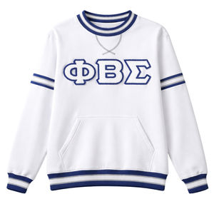 Sudadera con Cuello Redondo y Franjas Blancas de Phi Beta Sigma, Prenda de Fraternidad Griega con Diseño Clásico de Chenille, Comodidad Premium - Product Image 4