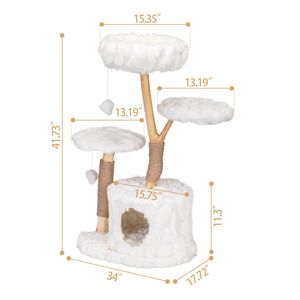 Moderno di lusso torre del gatto naturale ramo di gatto albero interno bianco gatto mobili per interni gattino regalo - Product Image 6