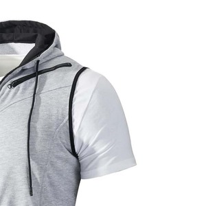 Sudadera con capucha y cremallera sin mangas para hombre, con bloques de color, estilo deportivo, para verano - Product Image 5