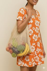 High Quality Fishnet <b>Bag</b>, Durable Cotton Mesh Grocery Tote, Reusable Eco Friendly Shopping <b>Bag</b>, Stretchable Strong <b>Net</b> <b>Bag</b> - Product Image 4