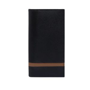 Portefeuille long exécutif en cuir noir élégant, ultra-mince, minimaliste, à double pli, avec protection pour chéquier, pochette premium pour espèces et cartes, utilisation quotidienne - Product Image 3