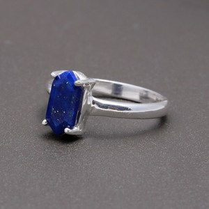 Bague hexagonale en lapis-lazuli naturel, argent sterling 925, bijoux en pierres précieuses faits à la main, certifiée IGI, bague de fiançailles pour fête, mariage - Product Image 2