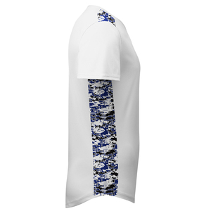 Camiseta de Fútbol Blanca con Cuello en V para Hombre, Estampado de Camuflaje Azul, Manga Corta, Poliéster que Absorbe la Humedad, Ajuste Atlético, para Todas las Temporadas - Product Image 6
