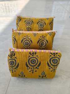 Toiletry Bag Set of 3 for Travelling Essential Cotton Quilted <b>Cosmetic</b> <b>Organizer</b> Water Resistant Travel Makeup Bag for Women - Product Image 1