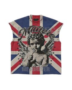 T-shirt tricoté personnalisé délavé à l'acide, col rond, 100% coton épais, impression sérigraphique tendance, manches courtes, vente en gros - Product Image 6