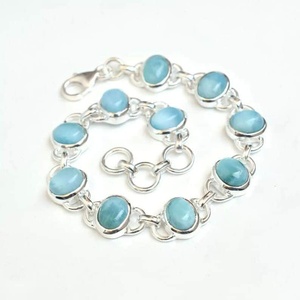 ซัพพลายเออร์ตอบสนองรวดเร็ว สร้อยข้อมือลาริมาร์แท้ เงินแท้ 925  โซ่เงินสเตอร์ลิง  หินสีน้ำเงินสไตล์โบโฮ  เครื่องประดับชายหาดสำหรับทุกเพศ  ของขวัญ - Product Image 1