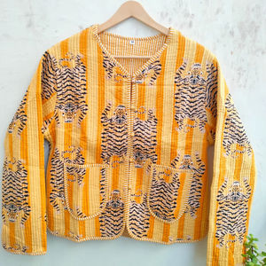 เสื้อแจ็คเก็ตผ้าฝ้ายถักลายพิมพ์เสือดาวสไตล์อินเดียสุดฮิตปี 2026 สีสันสดใสสไตล์โบโฮ ของขวัญสำหรับเธอ - Product Image 1