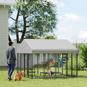 Jaula para Perros de Alambre Soldado de Alta Resistencia de 8FT X 8FT X 6FT con Techo Sólido y Cierre a Prueba de Escapes - Product Image 2