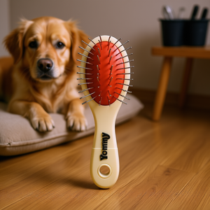 Brosse double face pour animaux de compagnie Yommy avec aiguilles en acier et poils en caoutchouc pour le toilettage des chiens et des chats 25 cm - Product Image 3